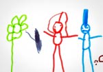 Detalhe de um desenho com pessoas e flor