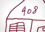Detalhe de um desenho com uma casa