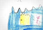 Detalhe de um desenho com um castelo
