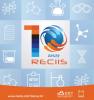 Capa da revista Reciis, com fundo azul claro e imagens associadas ao universo das ciências, e com destaque ao número 10 e o nome da revista Reciis. Na barra inferior, tem uma tarja laranja, com logos do Icict e Fiocruz e endereço do site da publicação.